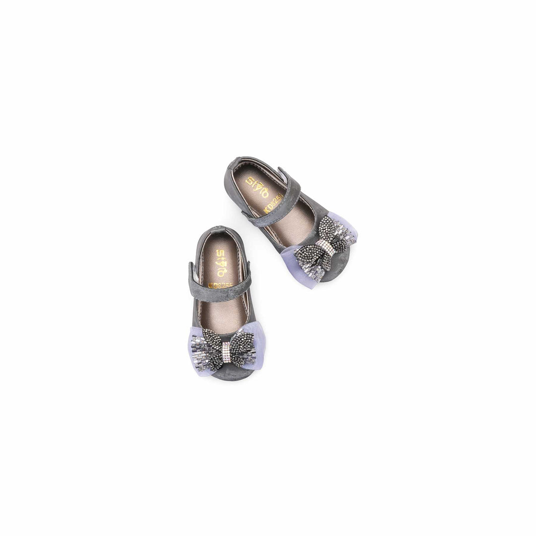 Girls Grey Formal Pumps KD8255