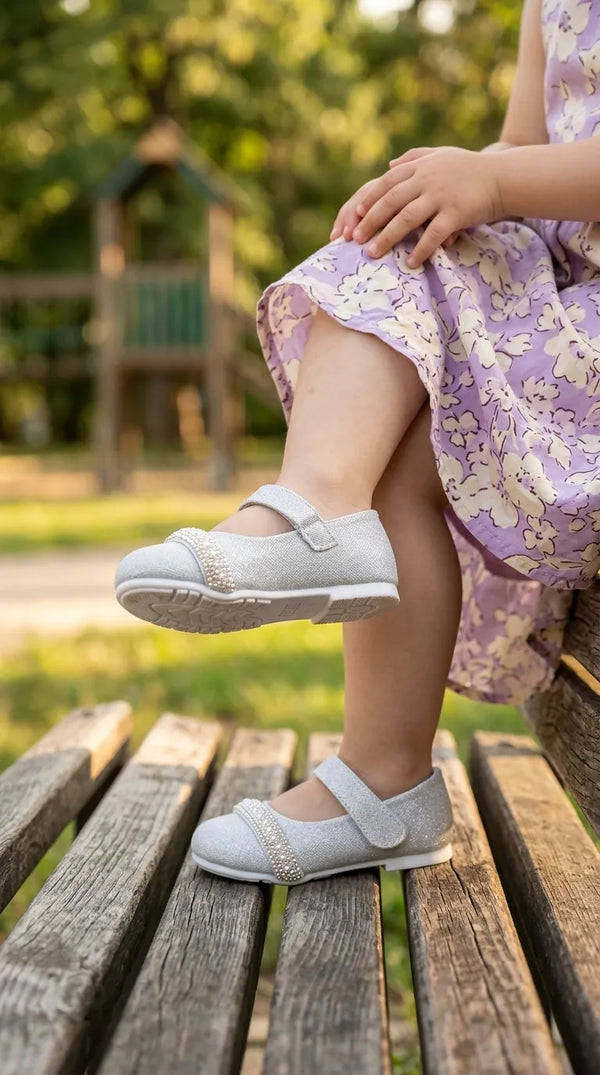 Girls Silver Fancy Pumps KD8257