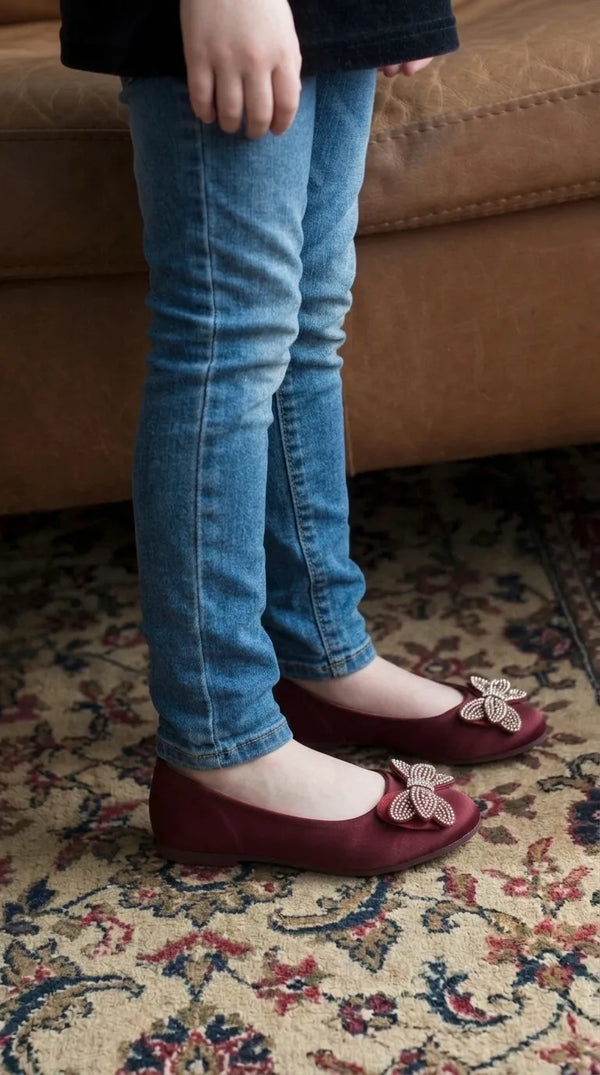 Girls Maroon Formal Pumps KD8264