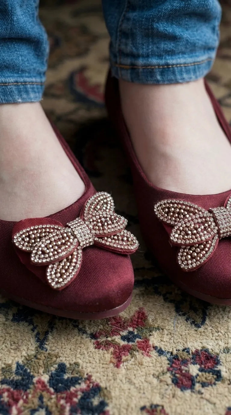Girls Maroon Formal Pumps KD8264