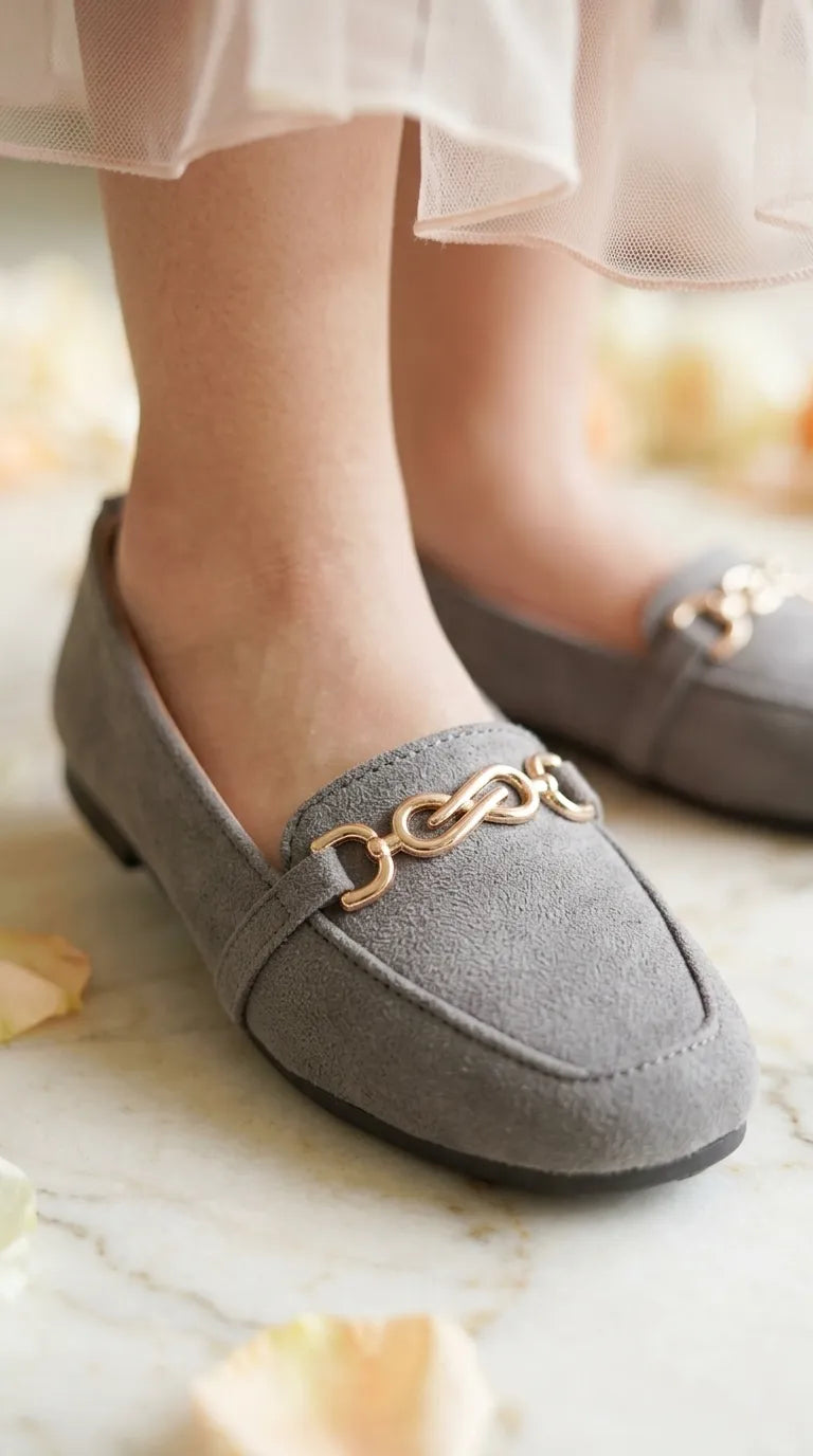 Girls Grey Casual Pumps KD8273