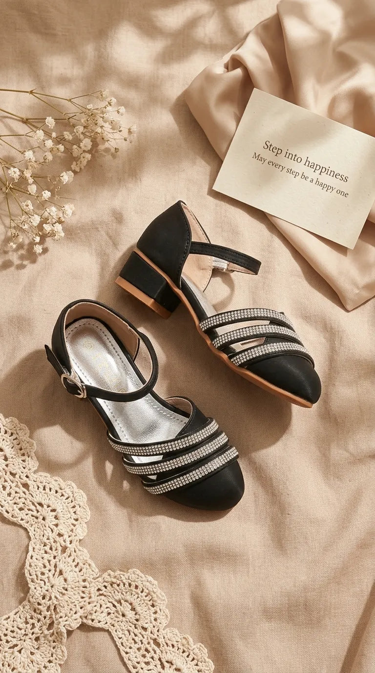 Girls Black Formal Pumps KD8275