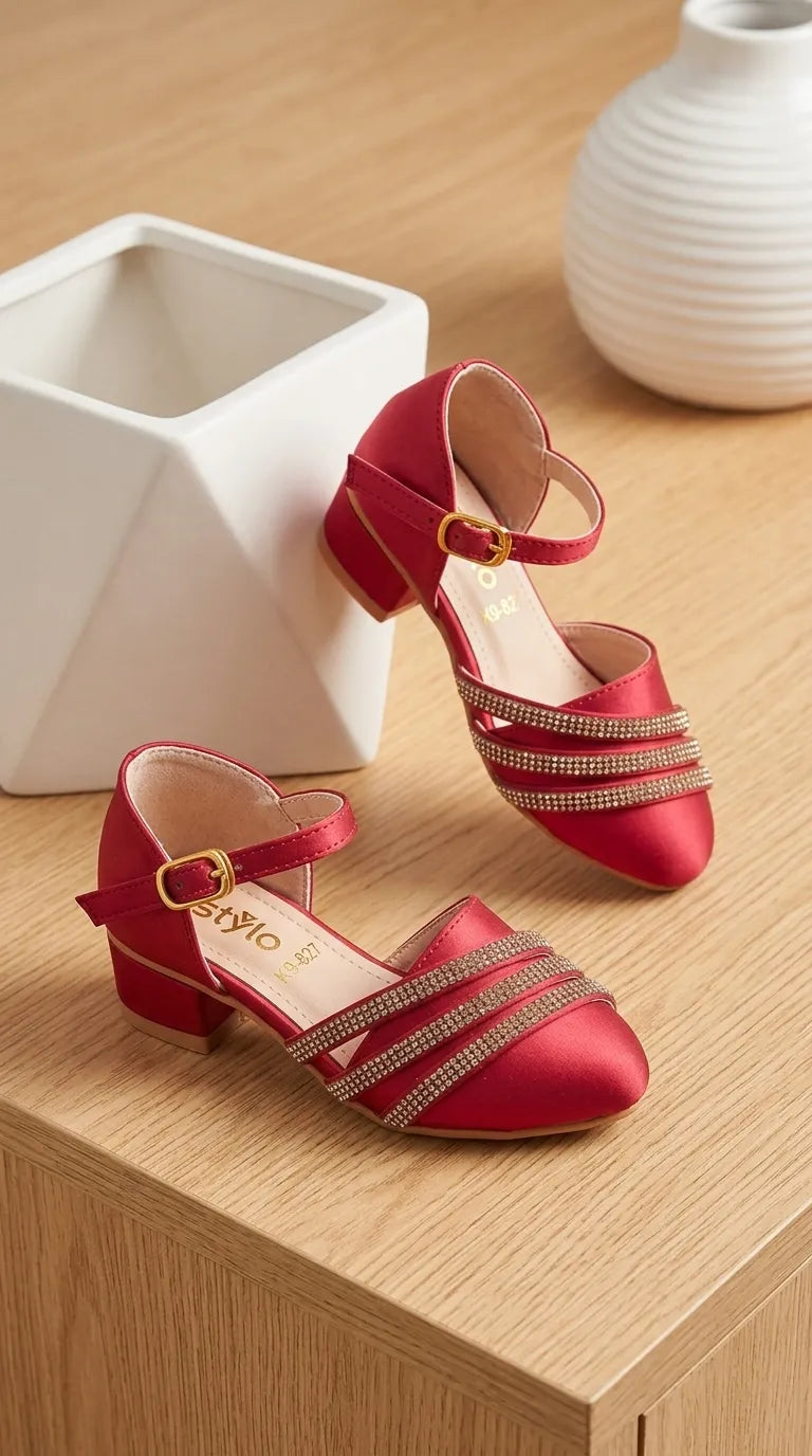 Girls Maroon Formal Pumps KD8275
