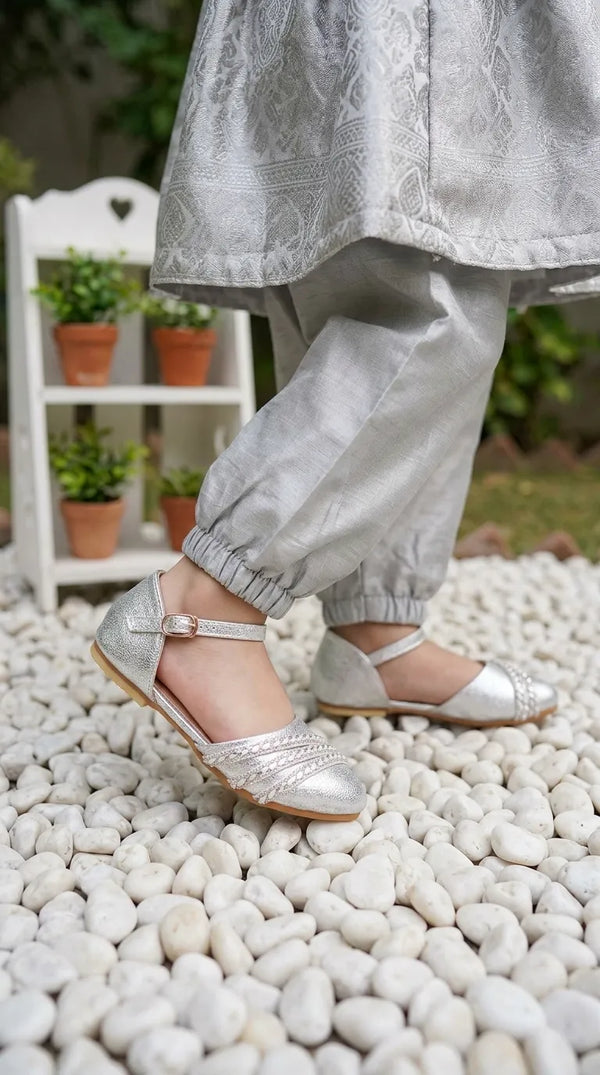 Girls Silver Fancy Pumps KD8281