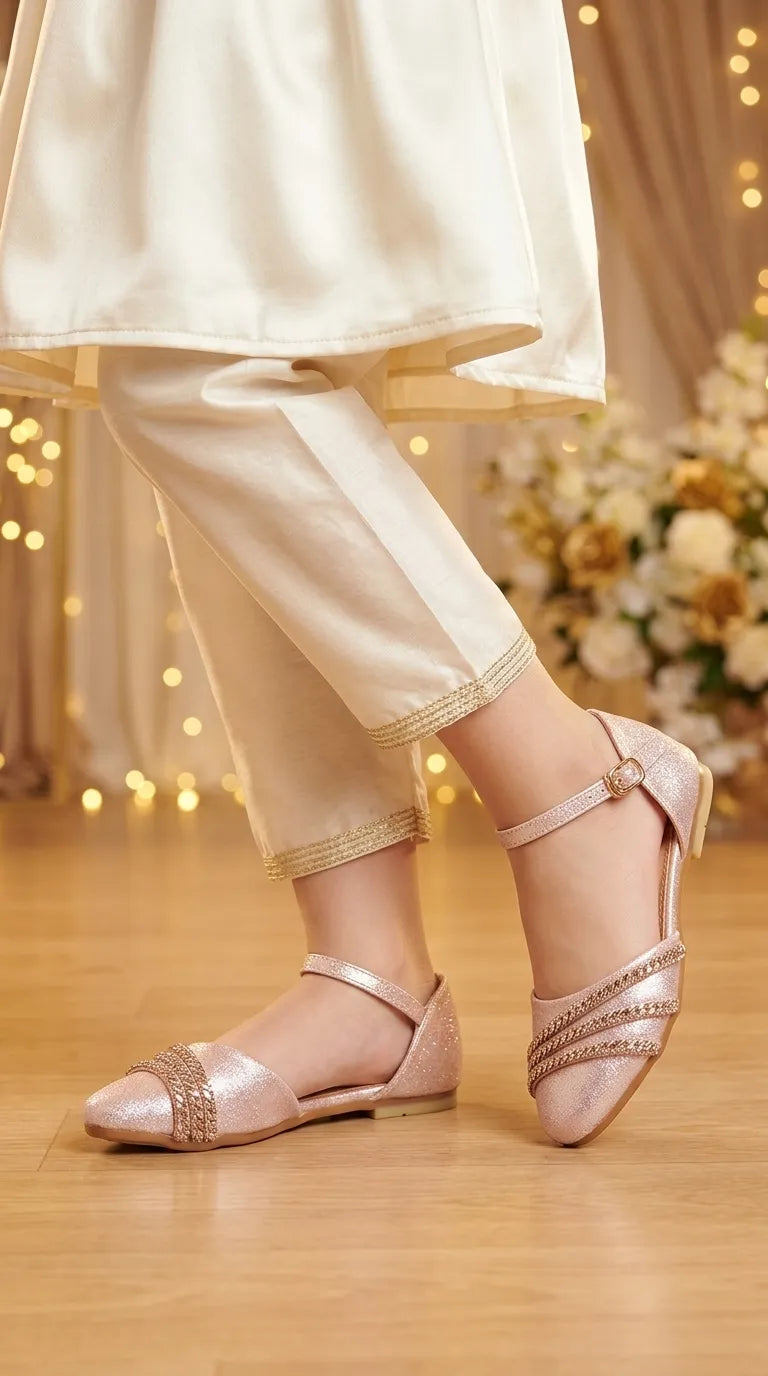 Girls Peach Fancy Pumps KD8281