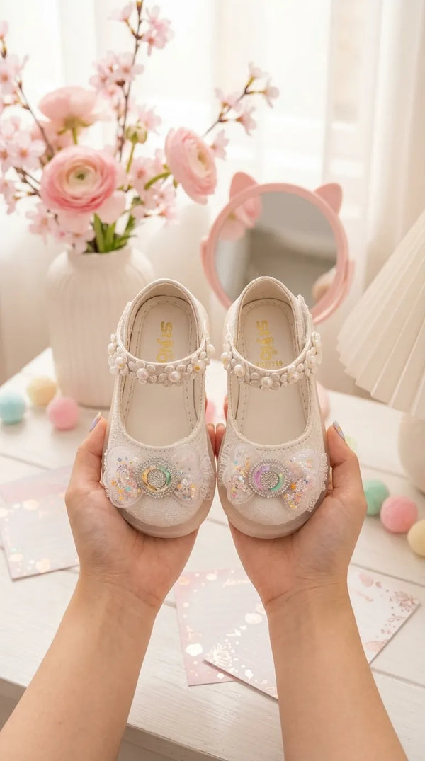 Girls White Formal Pumps KD8289