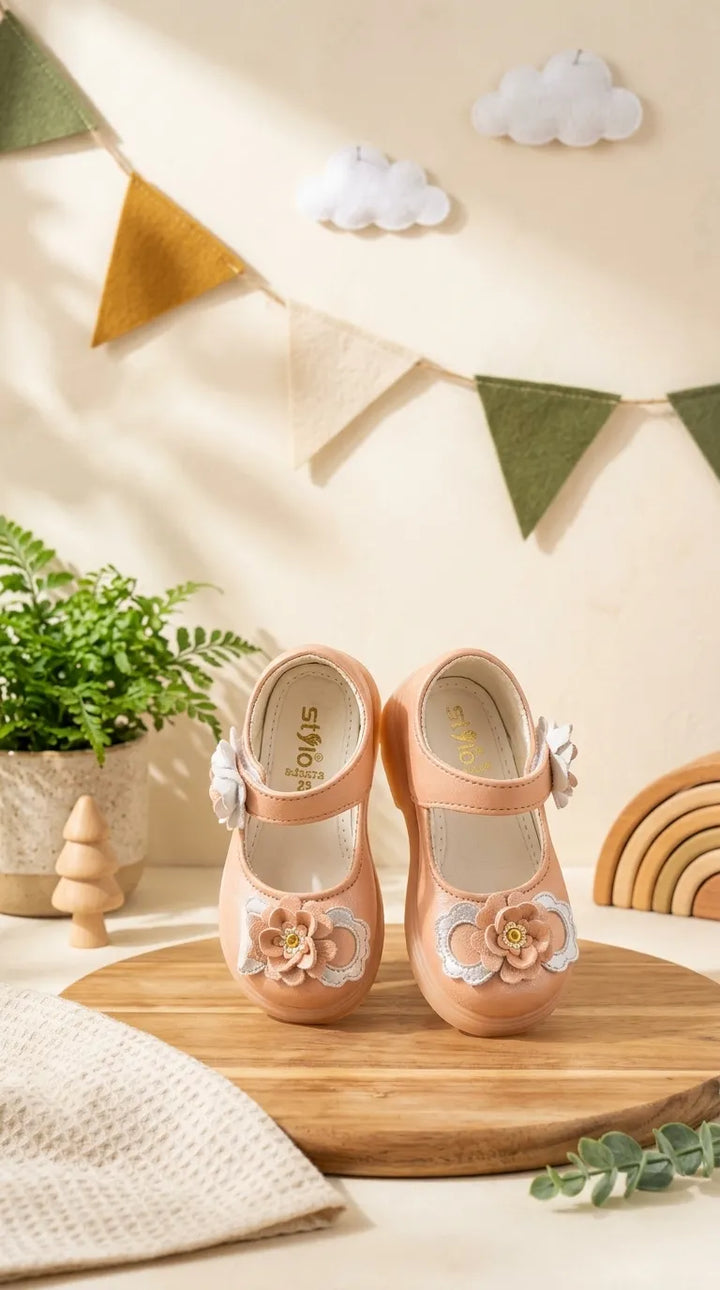 Girls Peach Formal Pumps KD8290
