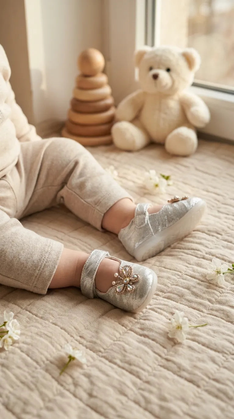 Girls Silver Casual Booties KD8324
