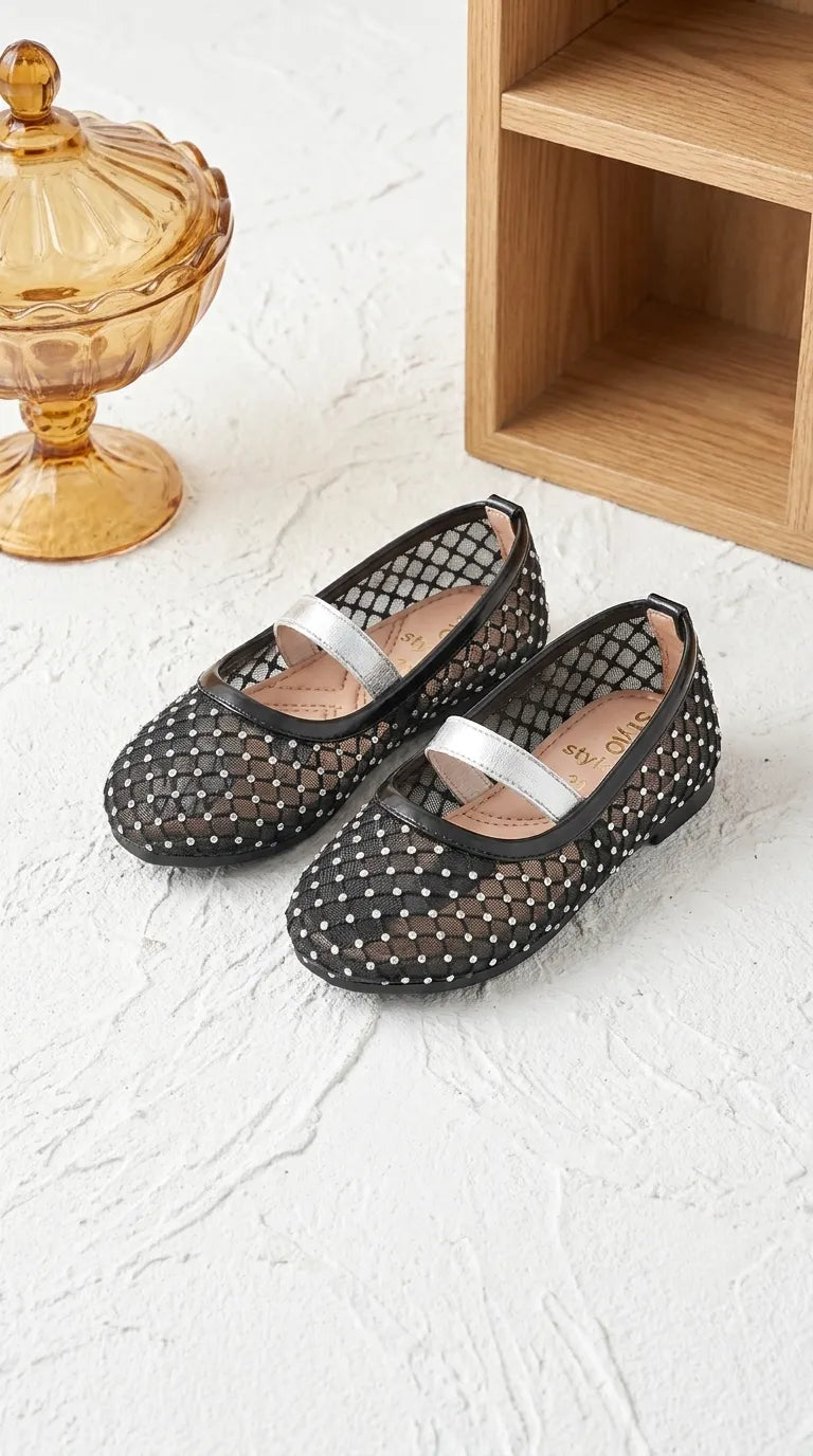 Girls Black Fancy Pumps KD8346