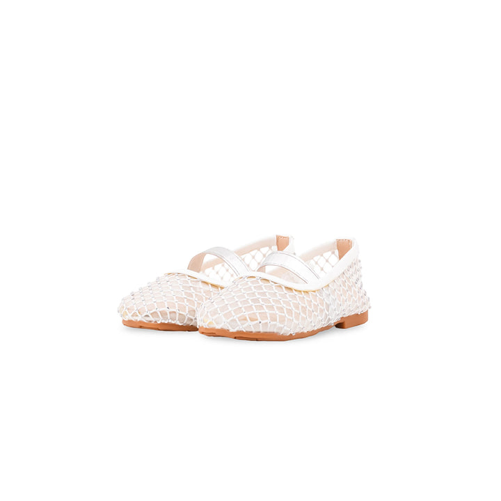 Girls White Fancy Pumps KD8346