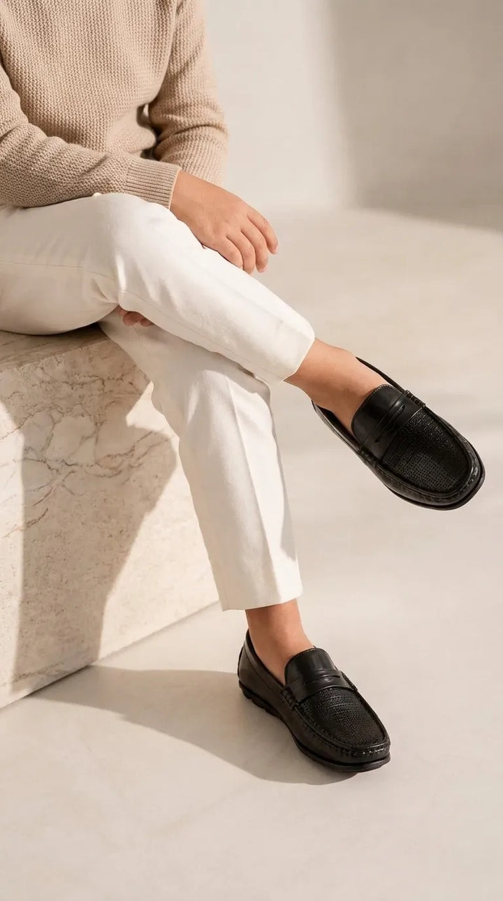 Boys Black Formal Moccasin KD8357