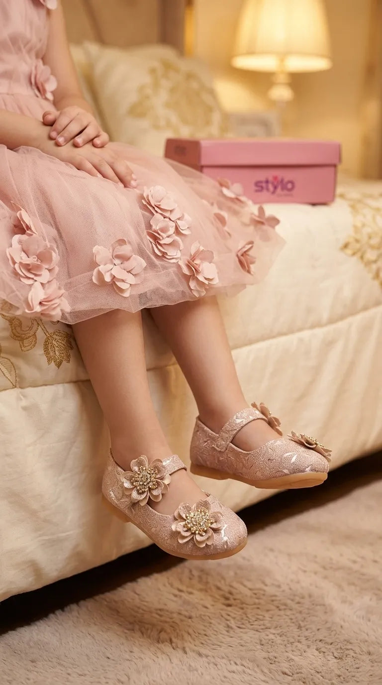 Girls Golden Fancy Pumps KD8381