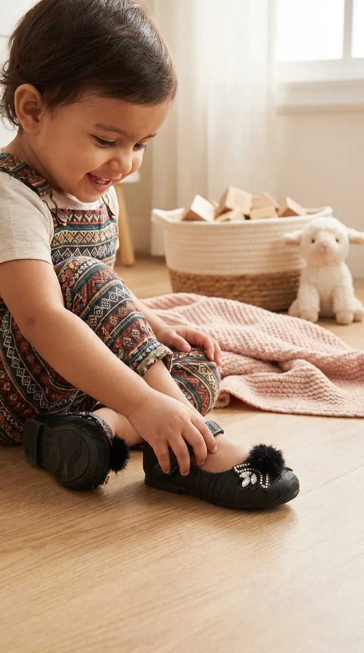 Girls Black Fancy Pumps KD8383