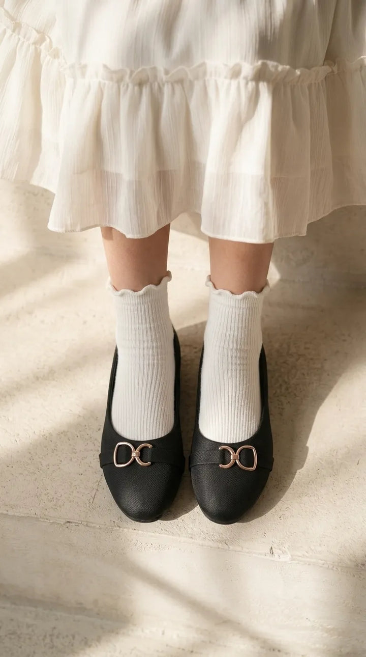 Girls Black Formal Pumps KD8406