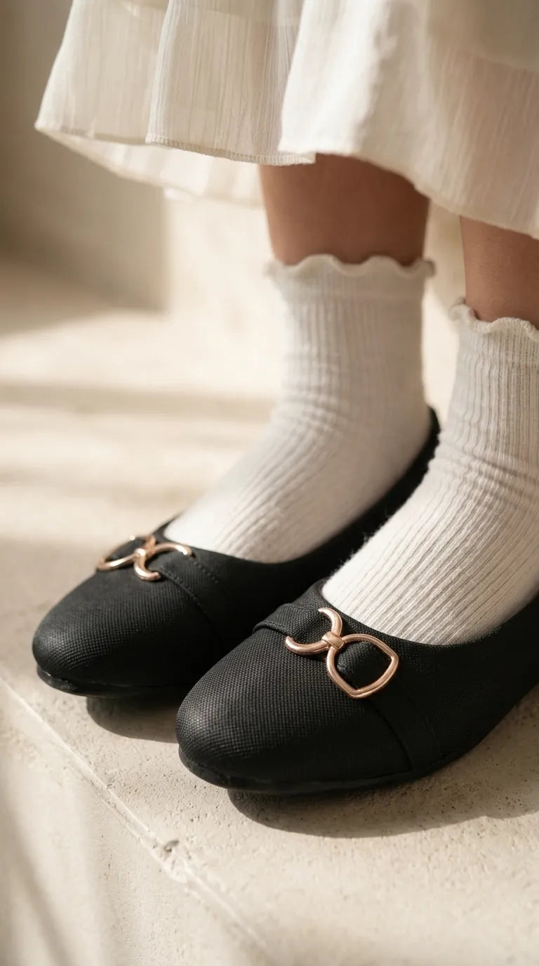 Girls Black Formal Pumps KD8406