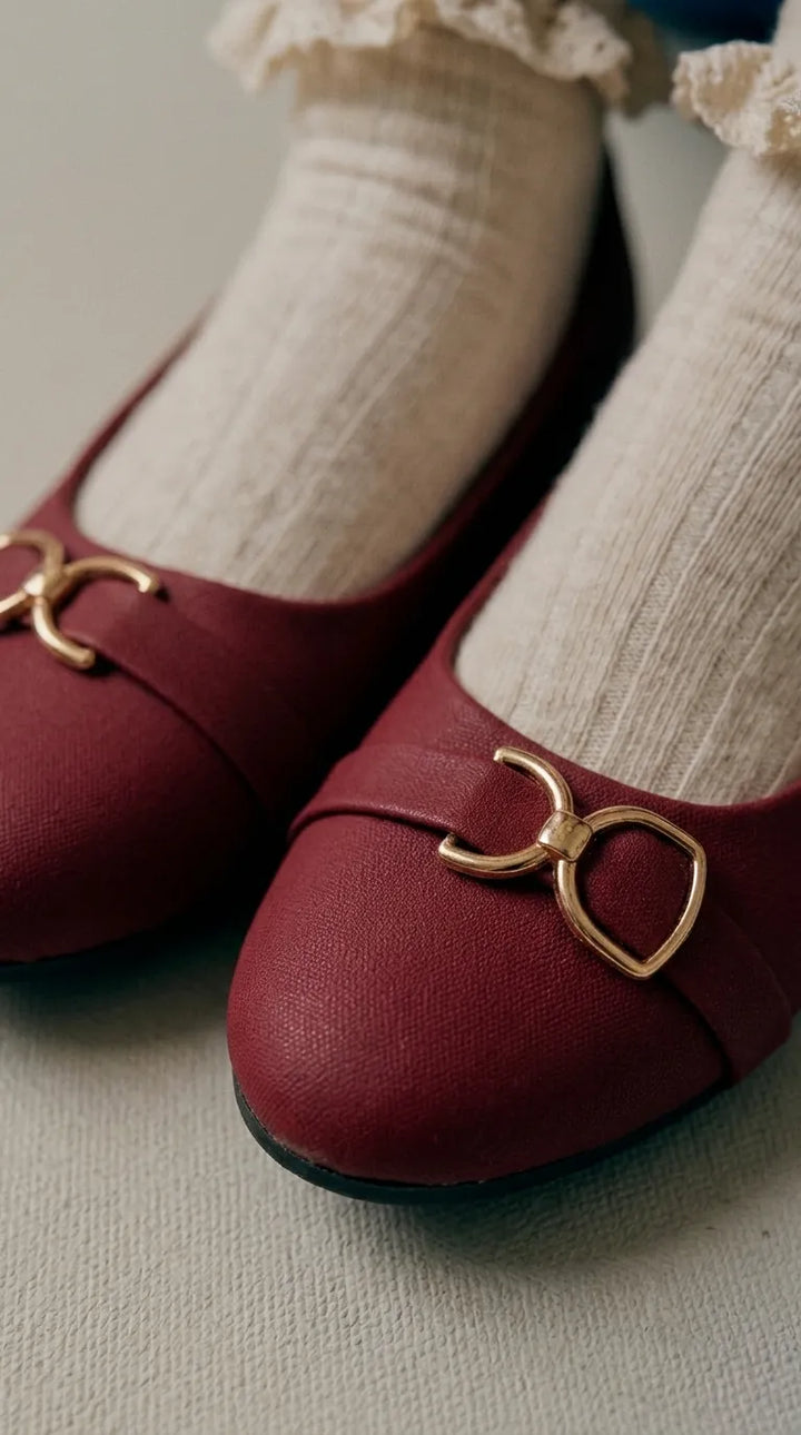 Girls Maroon Formal Pumps KD8406