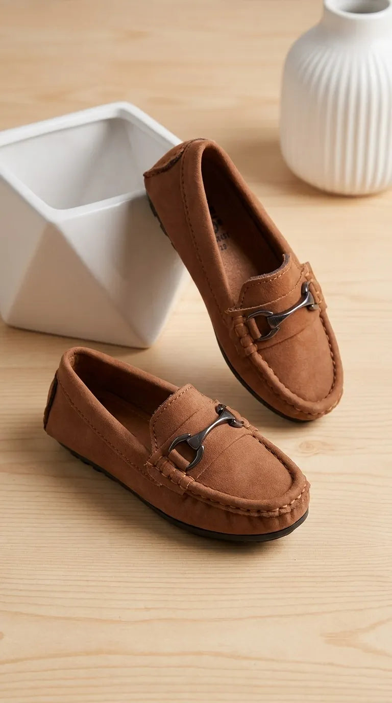 Boys Tan Formal Moccassin KD8451