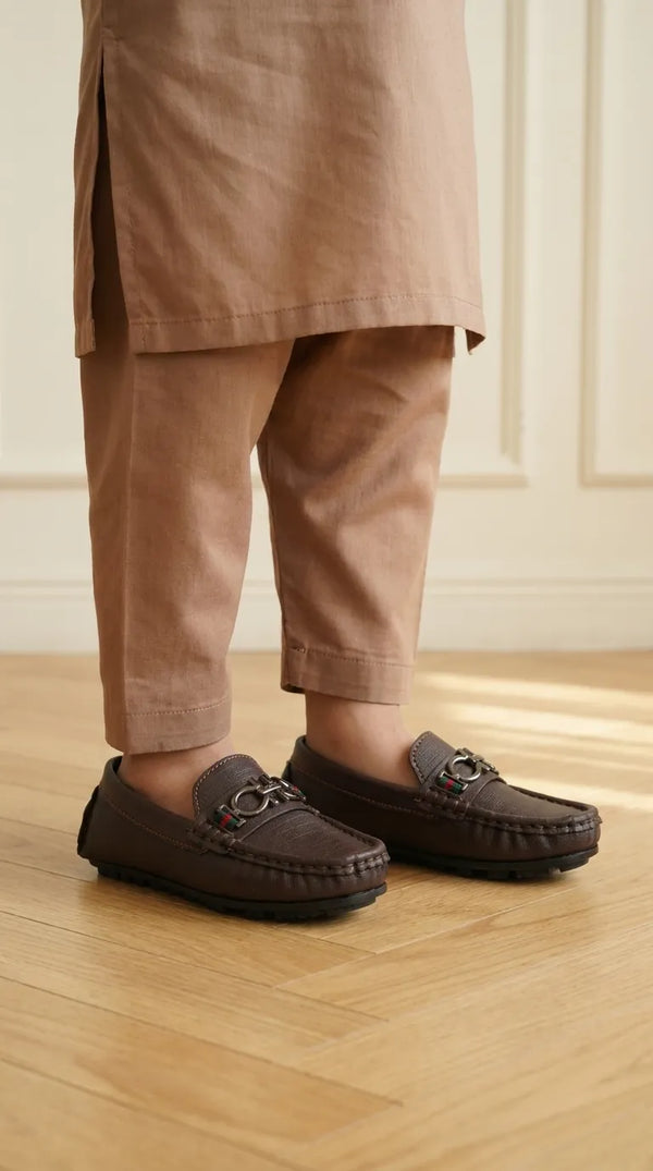 Boys Coffee Formal Moccasin KD8452