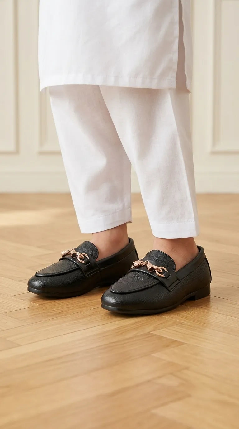 Boys Black Formal Shoes KD8454