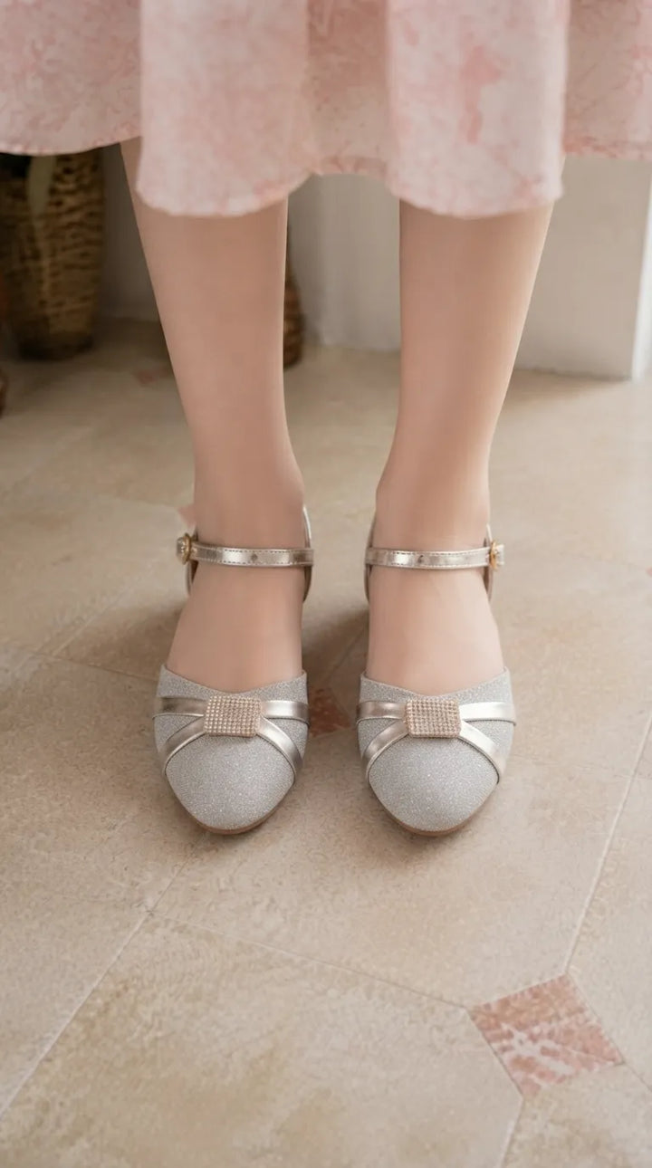 Girls Silver Fancy Pumps KD8466