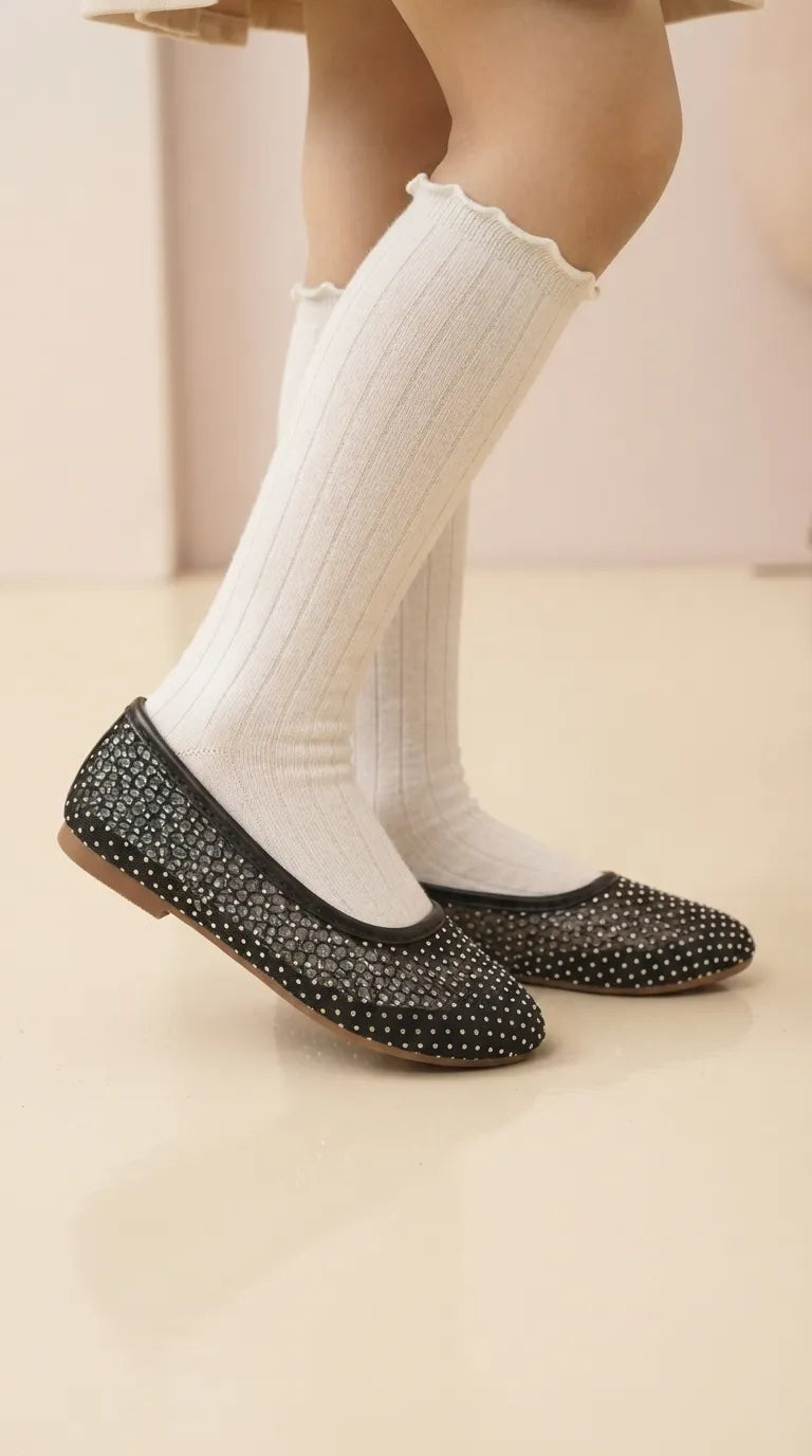 Girls Black Fancy Pumps KD8467