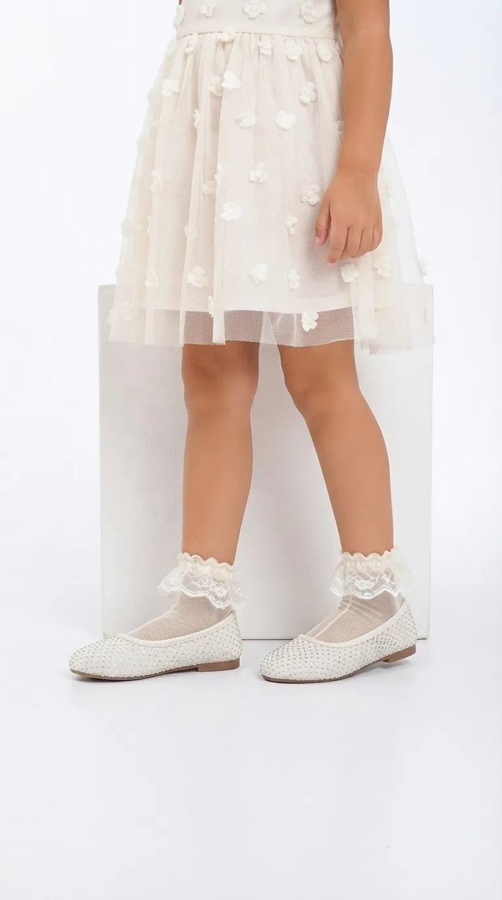 Girls White Fancy Pumps KD8467