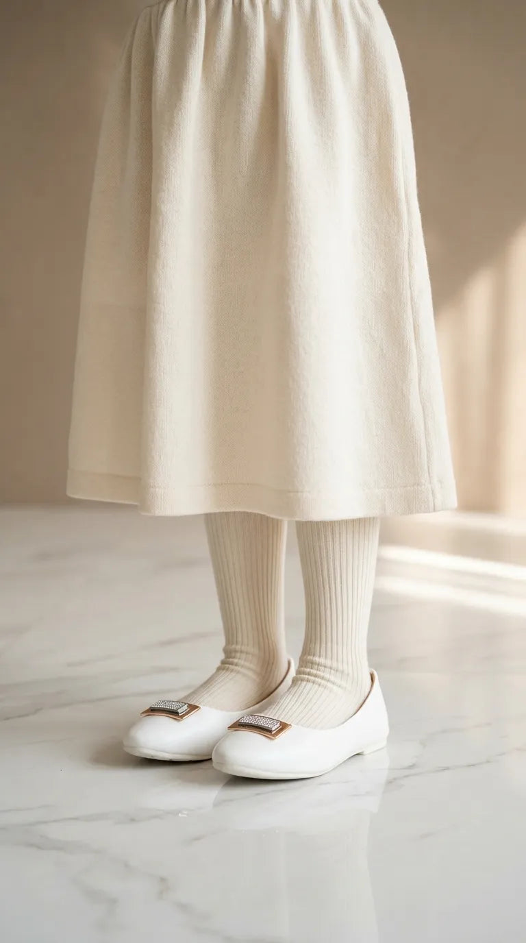 Girls White Formal Pumps KD8473