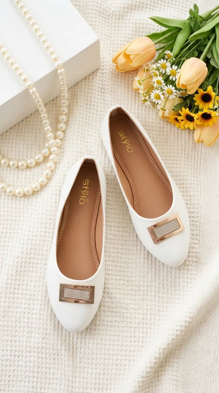 Girls White Formal Pumps KD8473