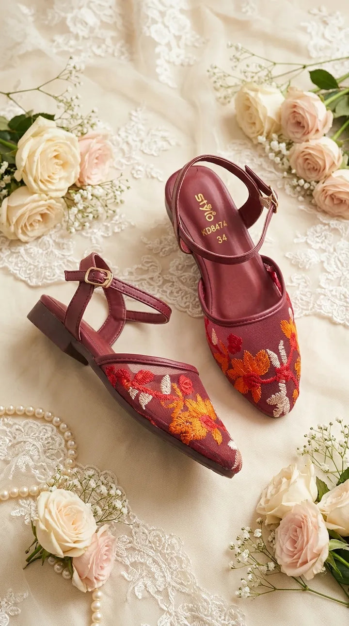 Girls Maroon Formal Pumps KD8474