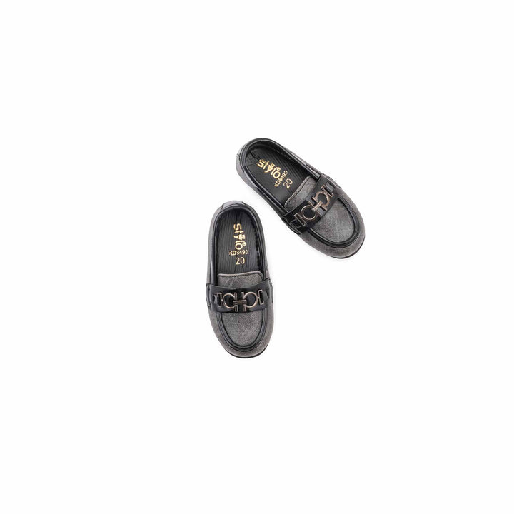 Boys Grey Formal Moccasin KD8499