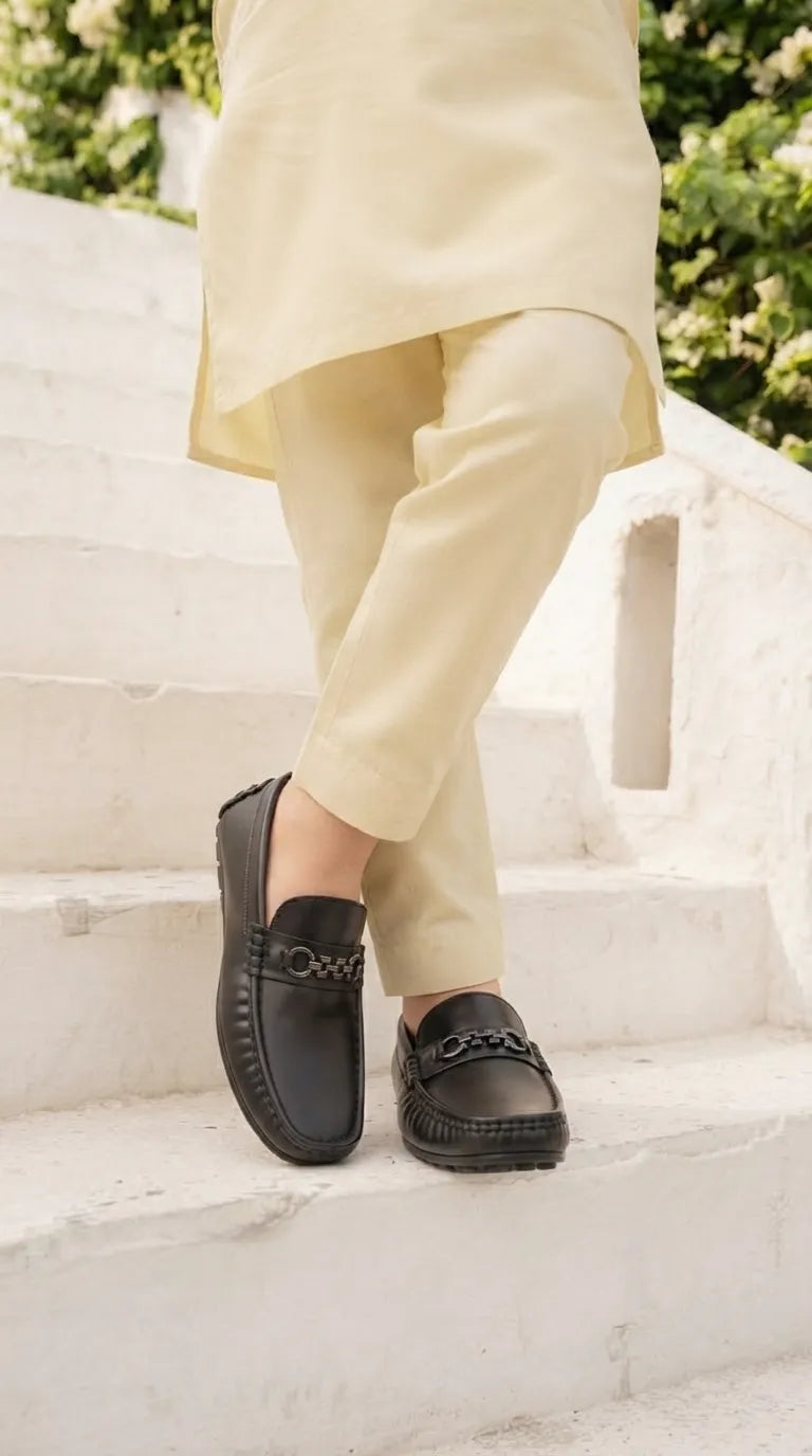 Boys Black Formal Moccasin KD8511
