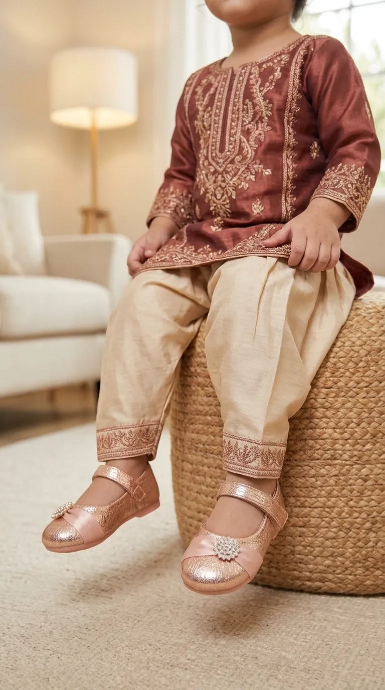 Girls Peach Fancy Pumps KD8548