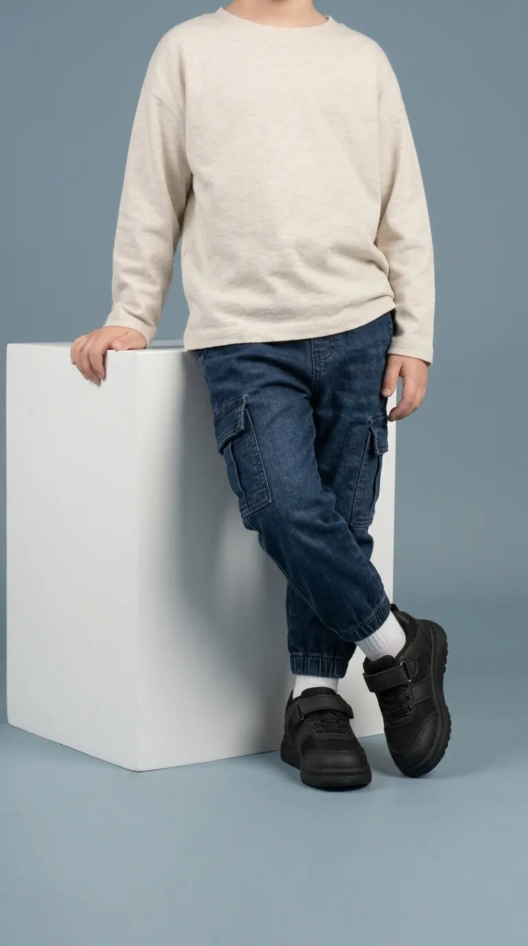 Boys Black Casual Jogger KD8565