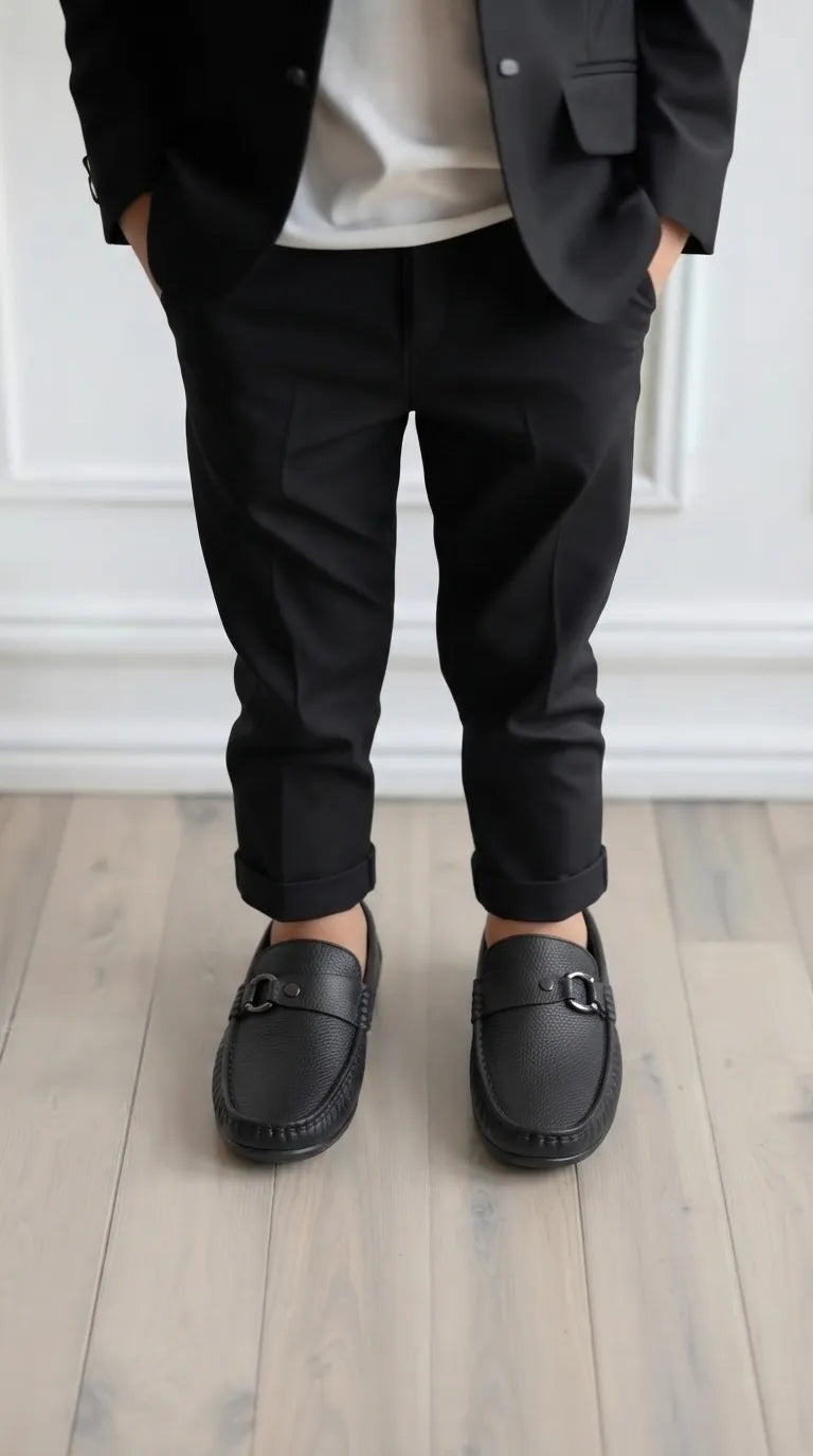 Boys Black Formal Moccasin KD8621