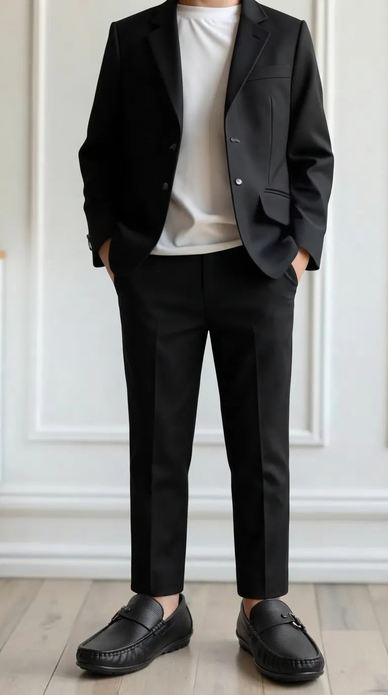 Boys Black Formal Moccasin KD8621