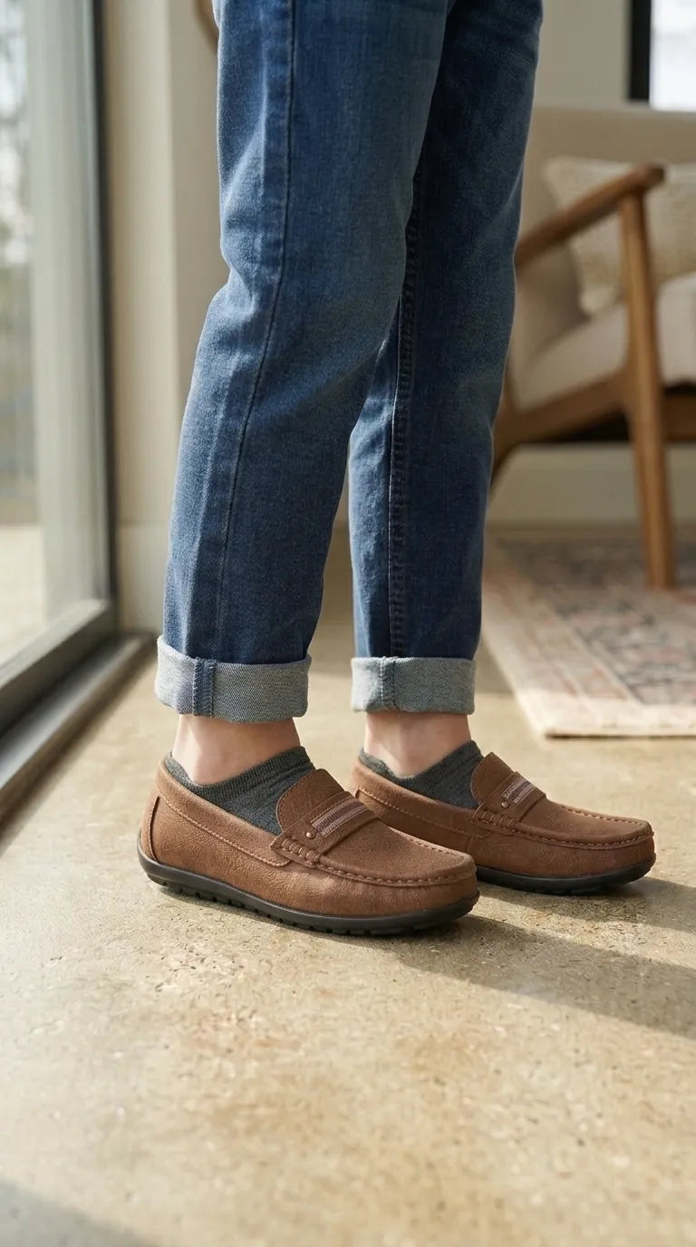 Boys Brown Formal Moccasin KD8626