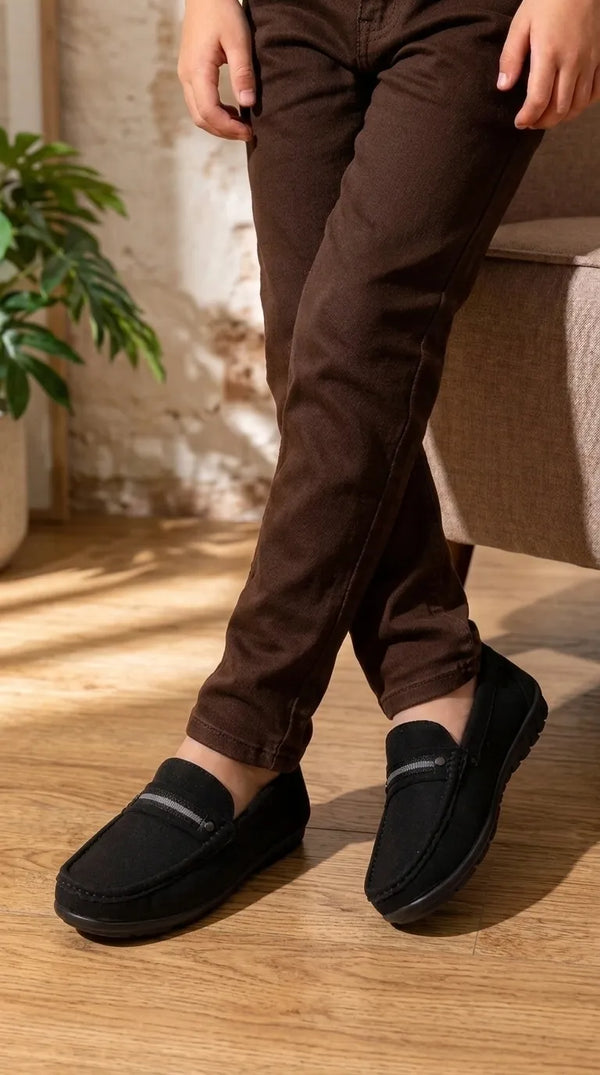 Boys Grey Formal Moccasin KD8626