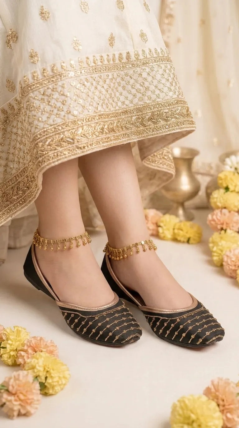 Girls Black Fancy Khussa KD8643