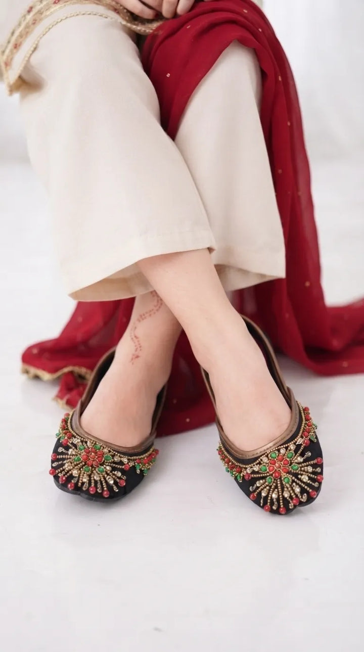 Girls Black Fancy Khussa KD8645