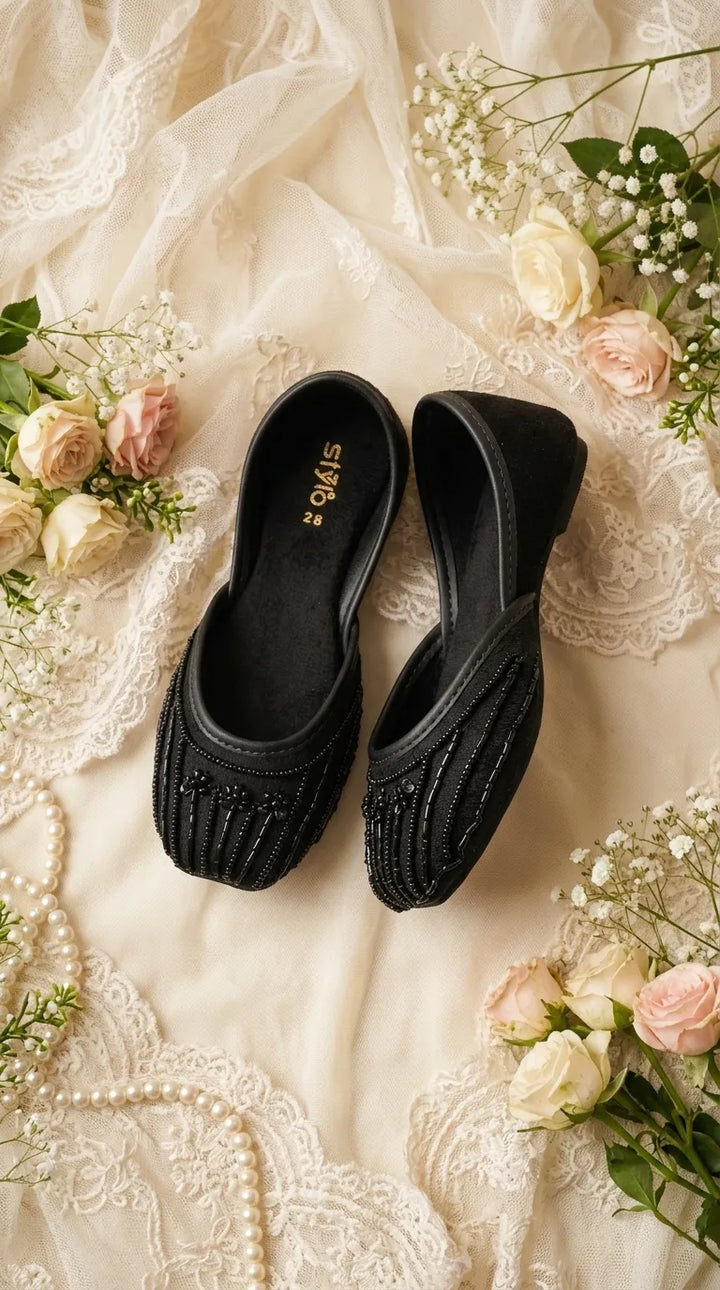 Girls Black Fancy Khussa KD8646