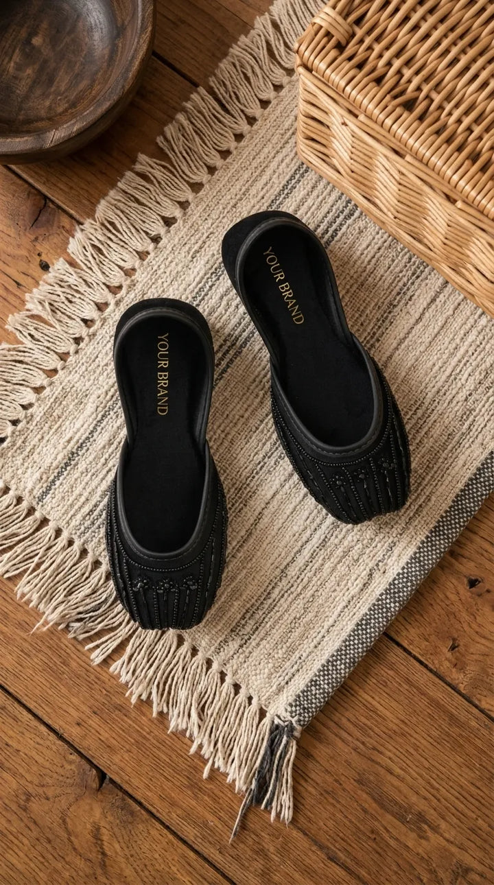 Girls Black Fancy Khussa KD8646