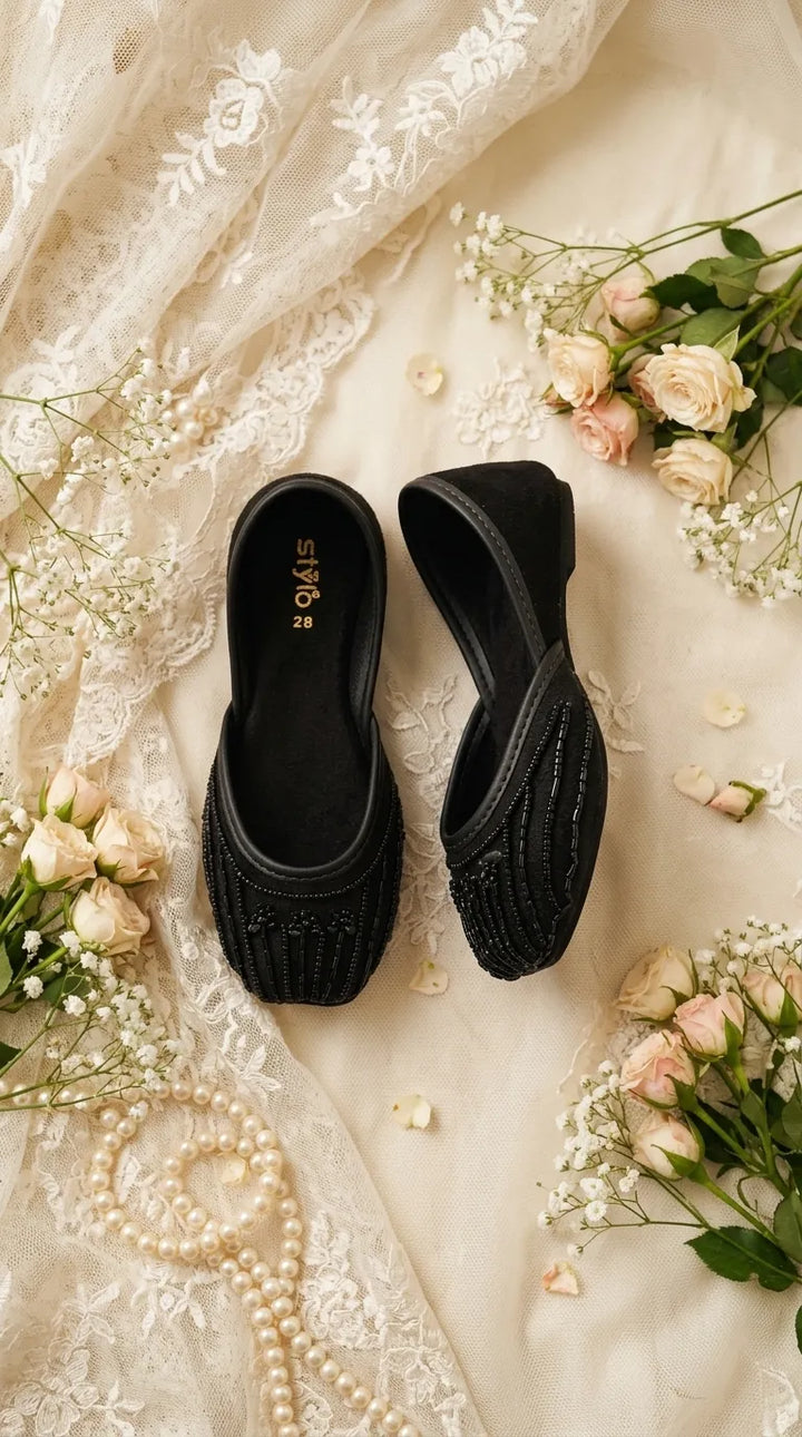 Girls Black Fancy Khussa KD8646