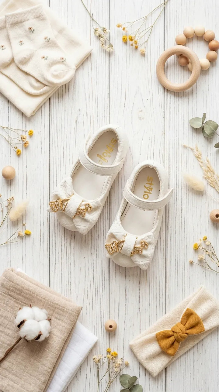 Girls White Formal Pumps KD8654