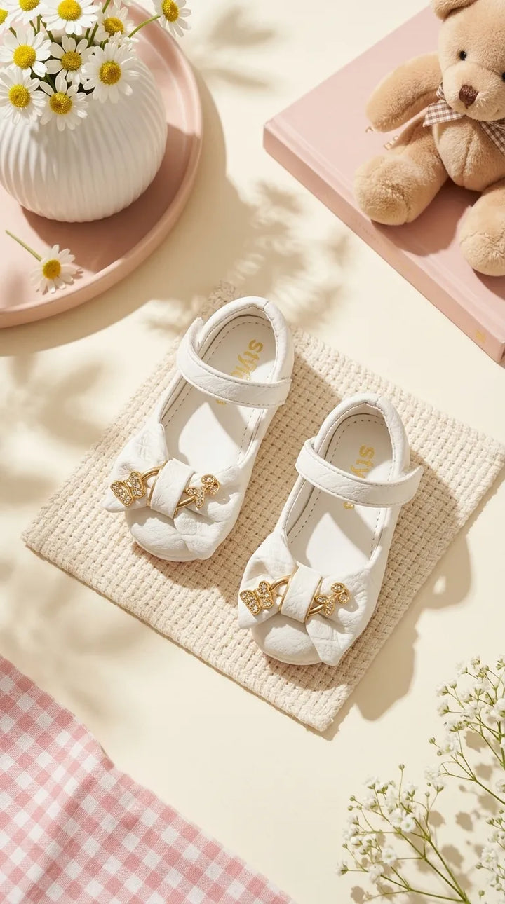 Girls White Formal Pumps KD8654