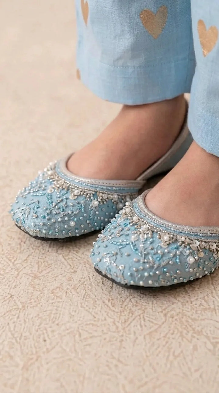 Girls Sky Blue Fancy Khussa KD8668