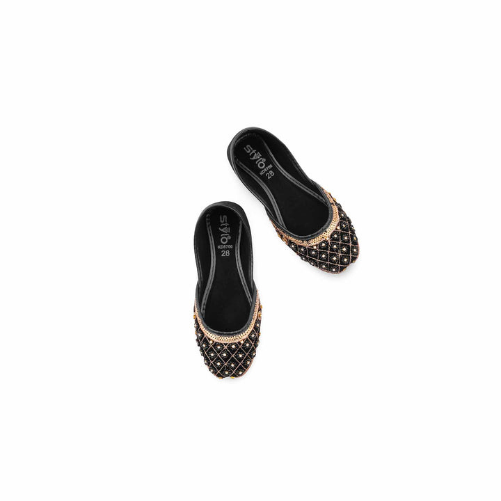 Girls Black Fancy Khussa KD8700