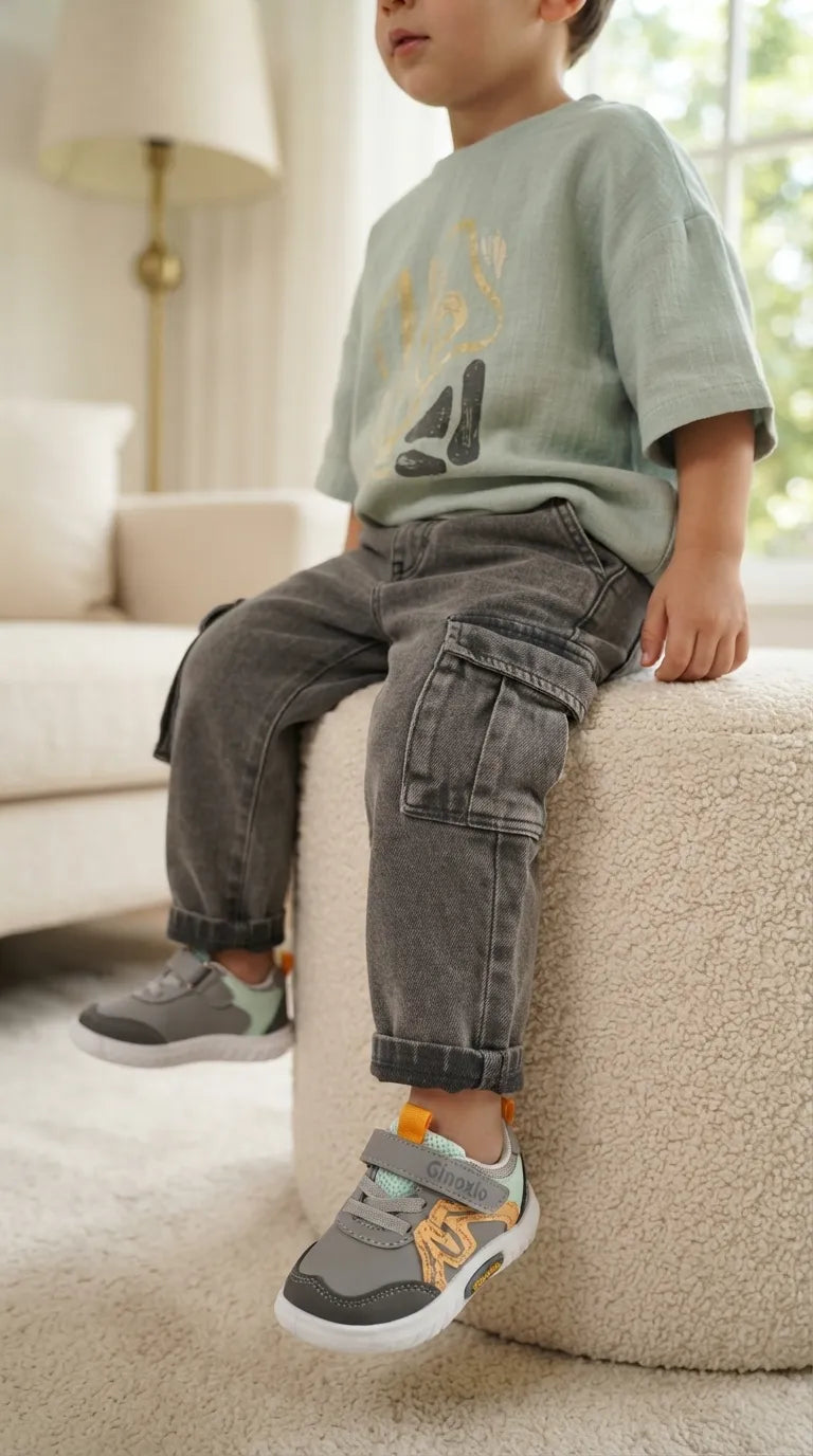Boys Grey Casual Booties KD8724