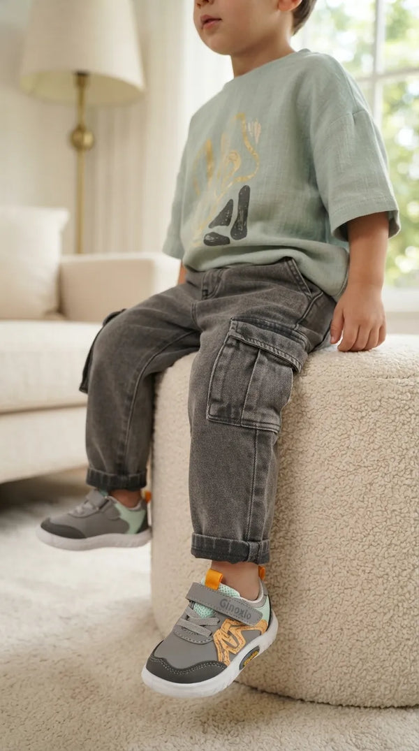 Boys Grey Casual Booties KD8724