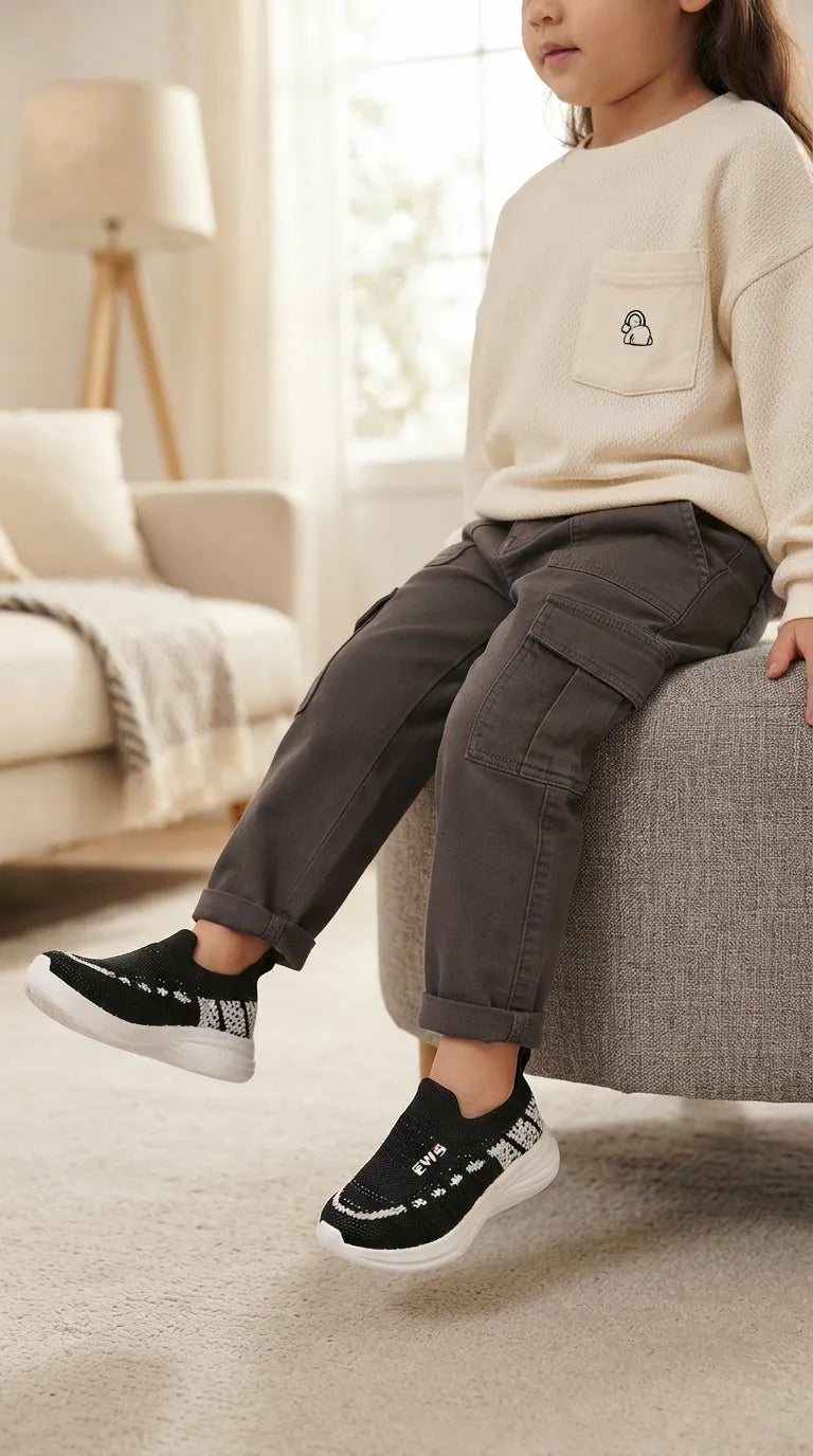 Girls Black Casual Jogger KD8747