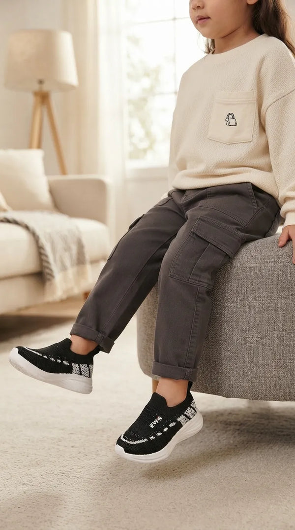 Girls Black Casual Jogger KD8747